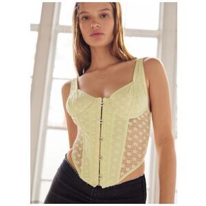 Urban Outfitters Out From Under Wildflower Lace Corset Top Yellow Underwire S